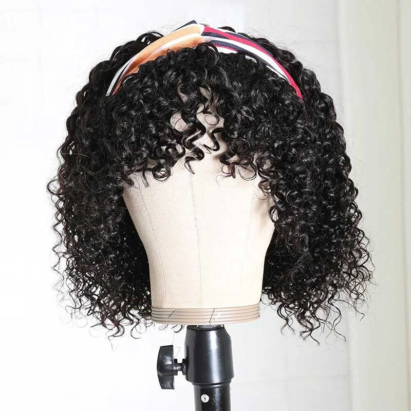 Braided wigs with a middle - part for a classic and elegant styleJunoda Hair Kinky Curly Headband Wig 14 Inch Curlya Human Hair Wigs Brazilian Remy Hair For Women 150% Density Braided wigs with a middle - part for a classic and elegant styleJunoda Hair Kinky Curly Headband Wig 14 Inch Curlya Human Hair Wigs Brazilian Remy Hair For Women 150% Density