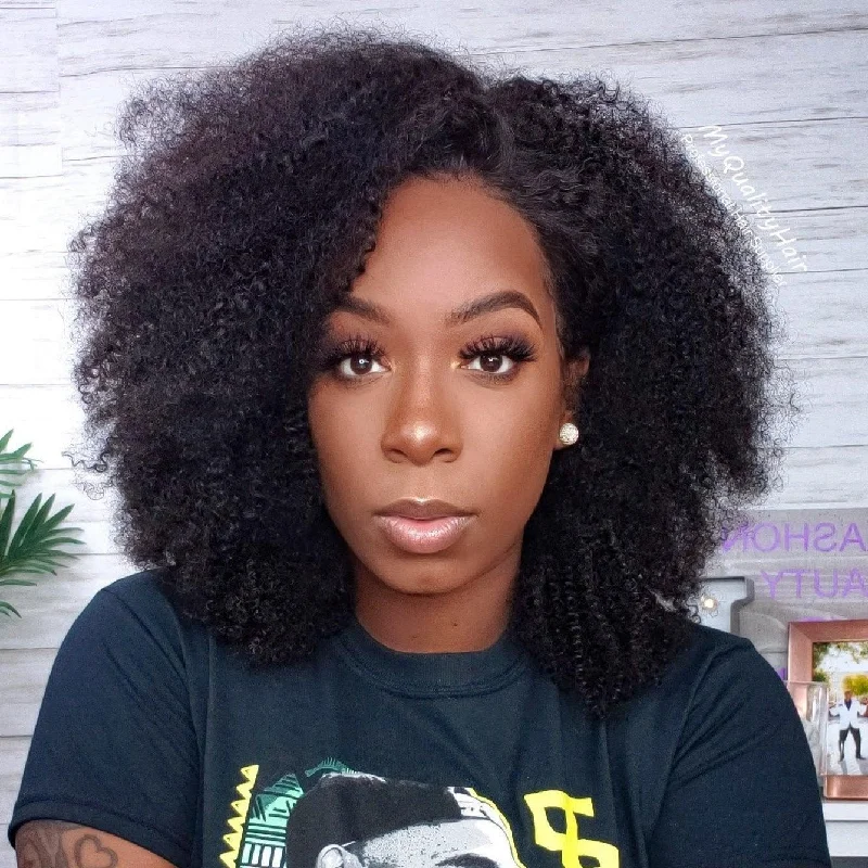 Braided wigs with a water - wave texture for a unique look3D 13X6 Full Frontal HD Lace Clean Hairline Afro Kinky Curly Human Hair Skin Melt Lace Wig