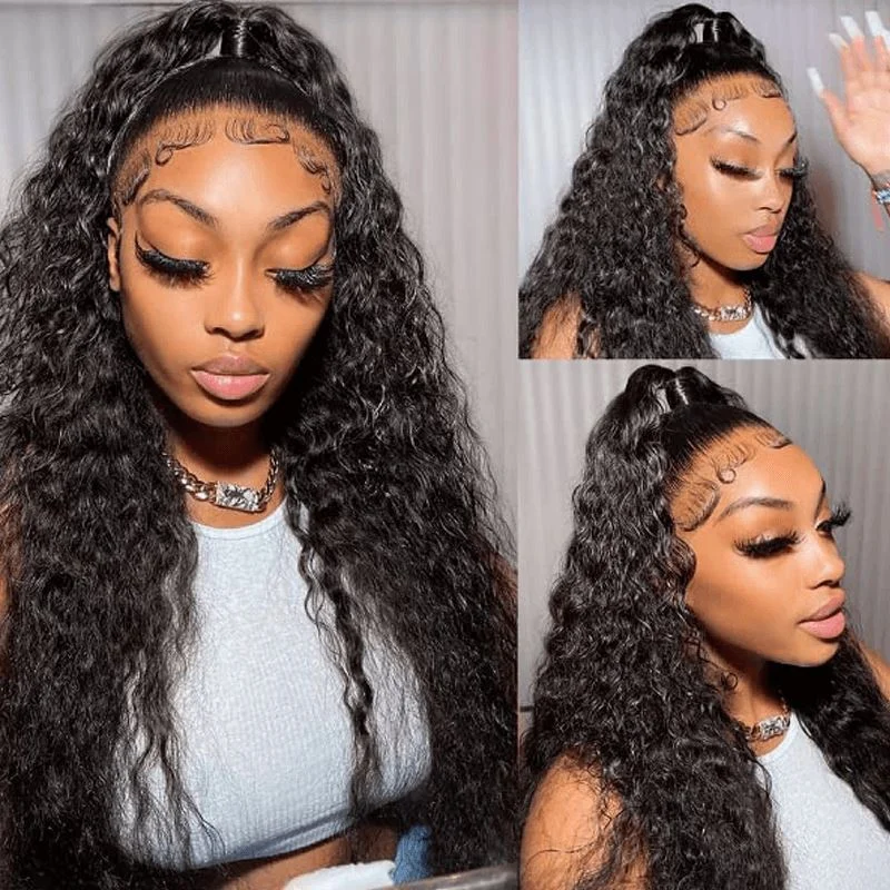 Wavy wig with a pre - bleached knot for a natural - looking scalpAligrace 13X4 Lace Deep Wave Human Hair Wigs Wavy wig with a pre - bleached knot for a natural - looking scalpAligrace 13X4 Lace Deep Wave Human Hair Wigs