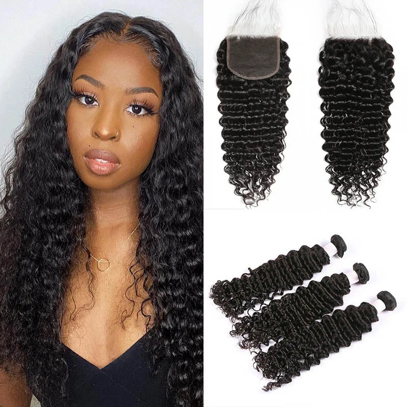Wavy wig with a silk - base cap for a comfortable and smooth feelBeeos 5x5 SKINLIKE Real HD Lace Closure With 3Pcs Bundles Deal Deep Wave Glueless BU17 Wavy wig with a silk - base cap for a comfortable and smooth feelBeeos 5x5 SKINLIKE Real HD Lace Closure With 3Pcs Bundles Deal Deep Wave Glueless BU17