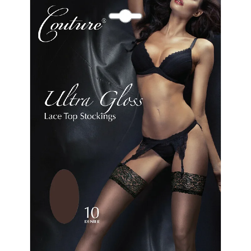 Couture Ultra Gloss Lace Top Stockings 10 Denier