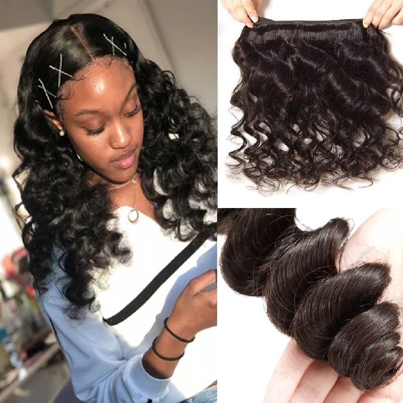 Wavy wig with a wavy bang for a trendy and modern styleFleeky Hair 10A Brazilian Loose Wave Hair 1 Bundle Deal Wavy wig with a wavy bang for a trendy and modern styleFleeky Hair 10A Brazilian Loose Wave Hair 1 Bundle Deal