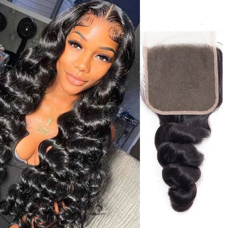 Wavy wig with a side - part for a more flattering lookFleeky Hair Undetectable HD Lace Closure 10A Loose Wave 4x4 5x5 6x6 HD Lace Closure Wavy wig with a side - part for a more flattering lookFleeky Hair Undetectable HD Lace Closure 10A Loose Wave 4x4 5x5 6x6 HD Lace Closure