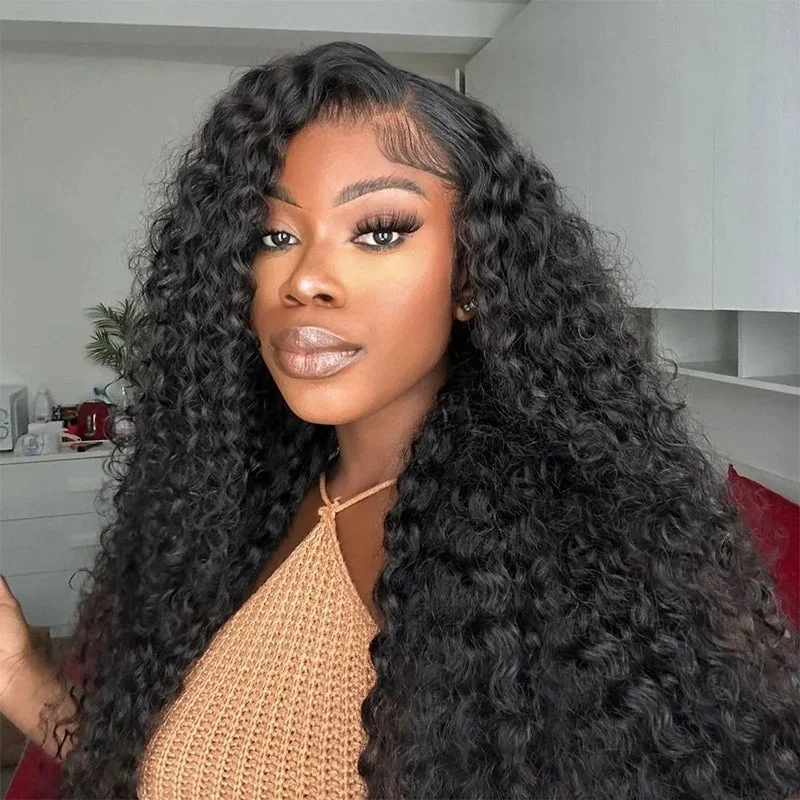 Wavy wig with a wispy fringe for a soft and feminine lookDeep Curly Human Hair Lace Front Wig Malaysian Hair Lace Wigs 13x6 HD Frontal Wigs Wavy wig with a wispy fringe for a soft and feminine lookDeep Curly Human Hair Lace Front Wig Malaysian Hair Lace Wigs 13x6 HD Frontal Wigs