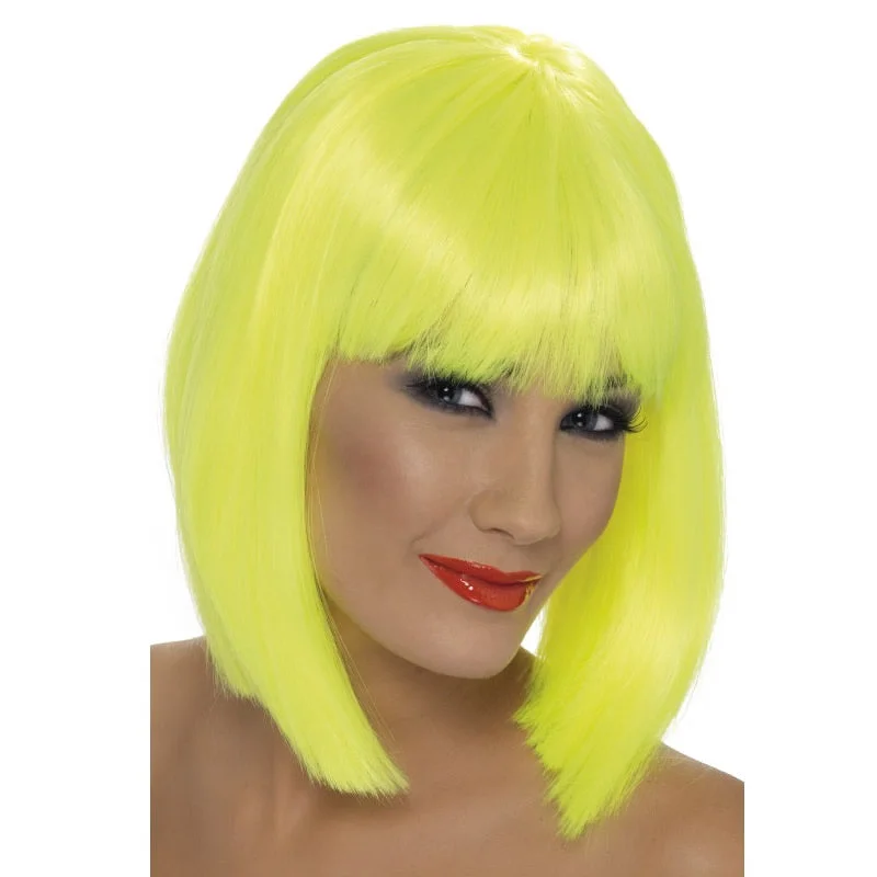 Long - length wig with a middle - part for a classic and elegant styleGlamour Neon Yellow Wig Long - length wig with a middle - part for a classic and elegant styleGlamour Neon Yellow Wig
