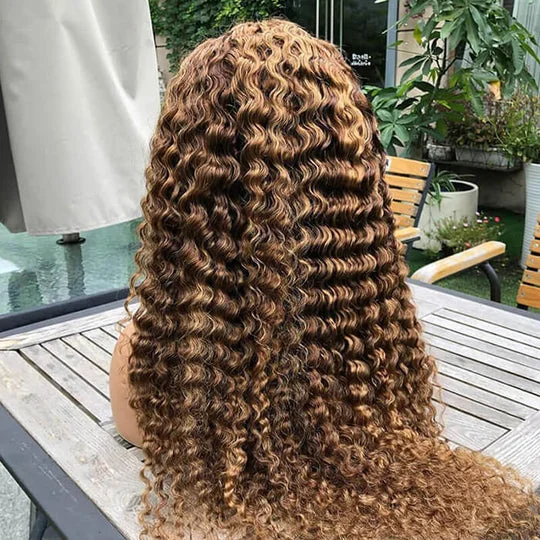 Virgin - human - hair wavy wig for the highest qualityGlueless Highlight Deep Wave Lace Front Human Hair Wig Ombre Blonde Lace Front Wig for Women-Amanda Hair Virgin - human - hair wavy wig for the highest qualityGlueless Highlight Deep Wave Lace Front Human Hair Wig Ombre Blonde Lace Front Wig for Women-Amanda Hair