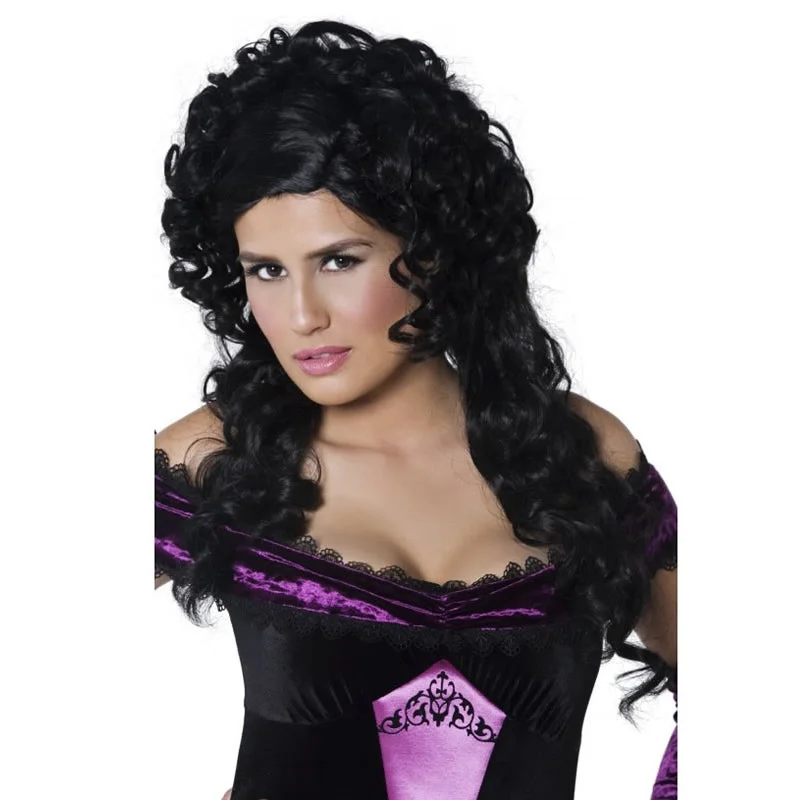 Long - length wig with a pre - bleached knot for a natural - looking scalpGothic Countess Wig Black Long - length wig with a pre - bleached knot for a natural - looking scalpGothic Countess Wig Black