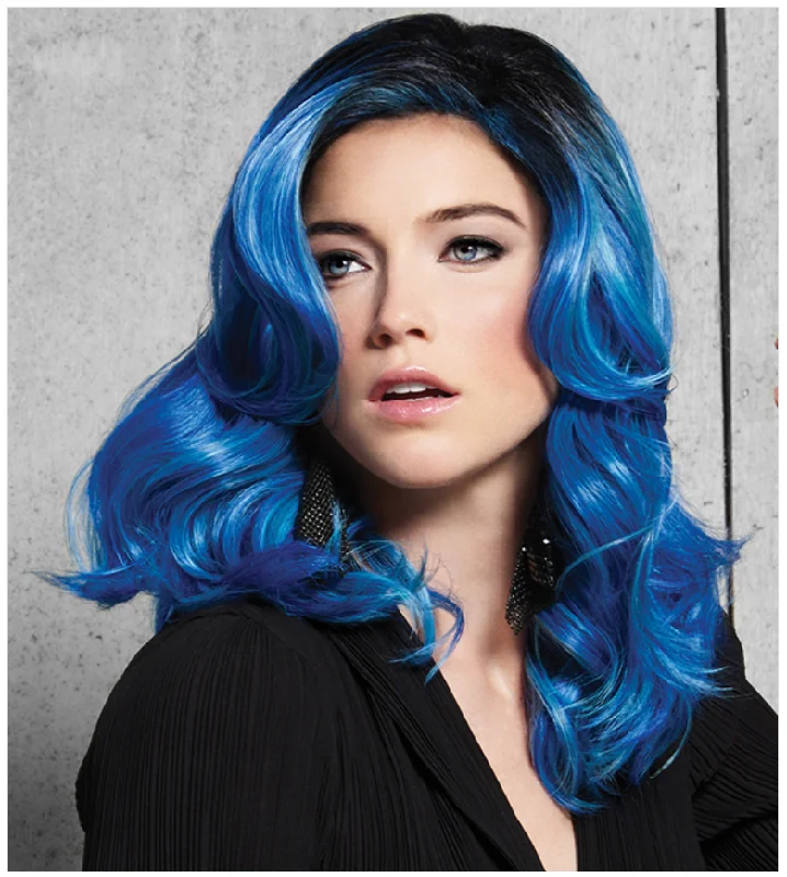 Colored braided wigs with a rainbow ombre effectHAIRDO BY HAIR U WEAR - BLUE WAVES WIG Colored braided wigs with a rainbow ombre effectHAIRDO BY HAIR U WEAR - BLUE WAVES WIG