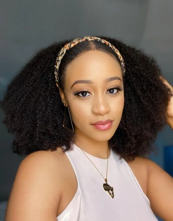 Adjustable - cap braided wigs for a comfortable fitHEADBAND WIG - Kinky Curly (3c/4a) Natural Texture Human Hair Headband Wig - HBW059 Adjustable - cap braided wigs for a comfortable fitHEADBAND WIG - Kinky Curly (3c/4a) Natural Texture Human Hair Headband Wig - HBW059