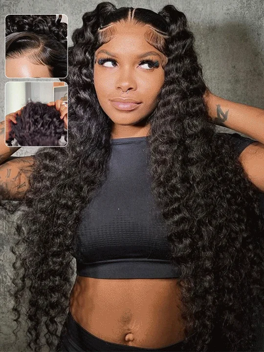 Human - hair wavy wig for a natural and luxurious feelKisslove Invisi-Drawstring Cap 360 Lace Wig Deep Wave Glueless Human Hair Wigs Human - hair wavy wig for a natural and luxurious feelKisslove Invisi-Drawstring Cap 360 Lace Wig Deep Wave Glueless Human Hair Wigs