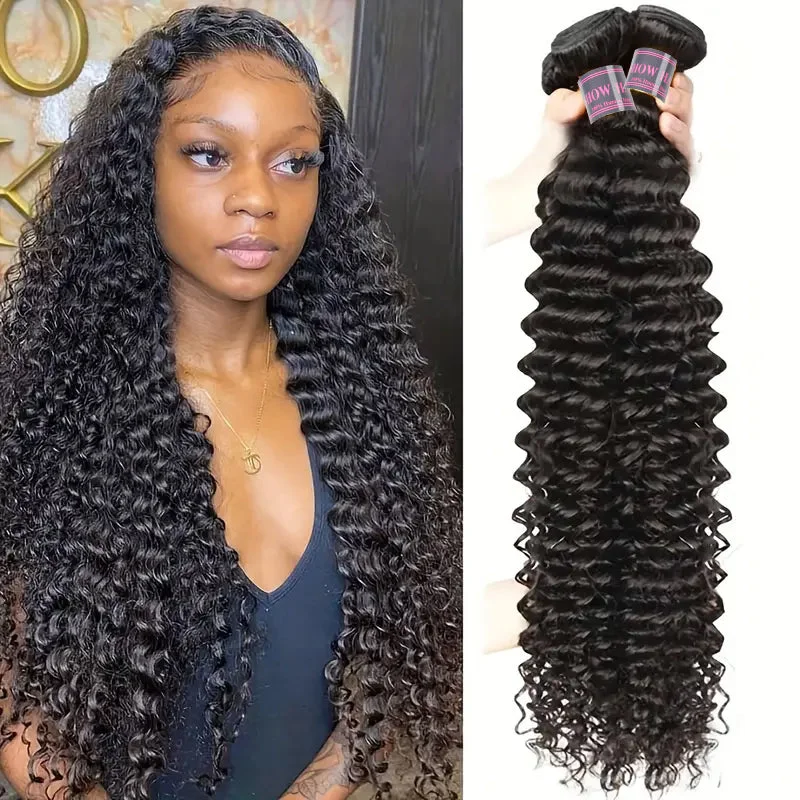 Wavy wig with a pre - styled curl pattern for convenienceIshow Hair Brazilian Hair Deep Wave Human Hair Weave 4 Bundles Hair Extensions Wavy wig with a pre - styled curl pattern for convenienceIshow Hair Brazilian Hair Deep Wave Human Hair Weave 4 Bundles Hair Extensions