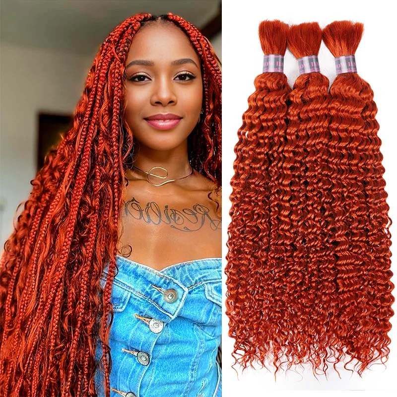Wavy wig with a pre - styled curl pattern for convenienceIshow Deep Wave Hair Bulk For Brading Ginger Color #350 Deep Wave Hair Extensions Wavy wig with a pre - styled curl pattern for convenienceIshow Deep Wave Hair Bulk For Brading Ginger Color #350 Deep Wave Hair Extensions