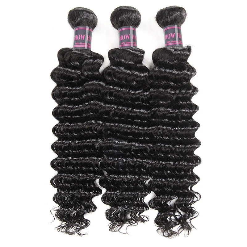 Heat - resistant wavy wig for easy styling at homeIshow Deep Wave Bundles Peruvian Human Hair Weave 3 Bundles Heat - resistant wavy wig for easy styling at homeIshow Deep Wave Bundles Peruvian Human Hair Weave 3 Bundles