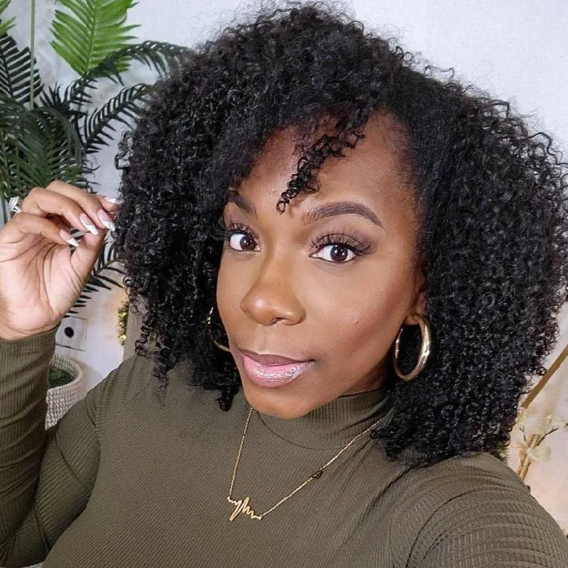 Braided wigs with a water - wave texture for a unique lookKinky Curly(3C-4A) Glueless U Part Wig Indian Virgin Human Hair Braided wigs with a water - wave texture for a unique lookKinky Curly(3C-4A) Glueless U Part Wig Indian Virgin Human Hair