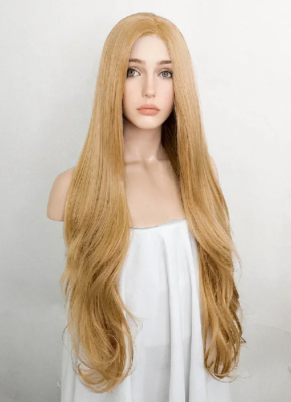 Adjustable - cap long - length wig for a comfortable fitGolden Blonde Wavy Lace Front Synthetic Wig LF1309 Adjustable - cap long - length wig for a comfortable fitGolden Blonde Wavy Lace Front Synthetic Wig LF1309