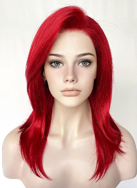 Long - length wig with a side - part for a more flattering lookRed Straight Lace Front Synthetic Wig LF1324 Long - length wig with a side - part for a more flattering lookRed Straight Lace Front Synthetic Wig LF1324
