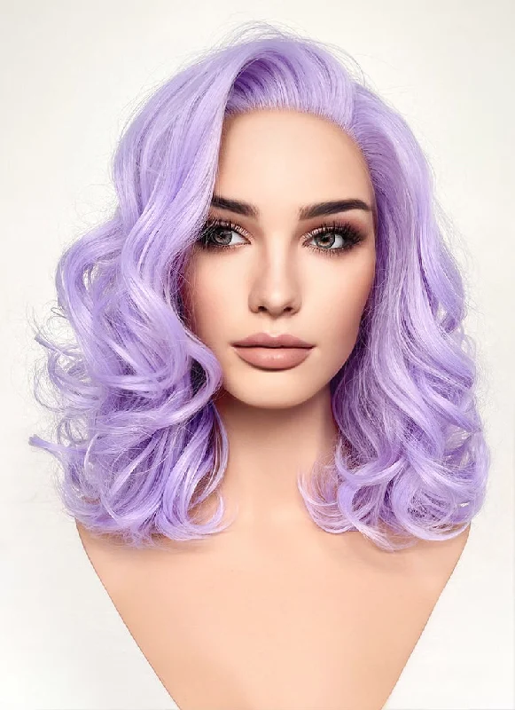 Long - length wig with a side - part for a more flattering lookPastel Purple Wavy Lace Front Synthetic Hair Wig LF6028 Long - length wig with a side - part for a more flattering lookPastel Purple Wavy Lace Front Synthetic Hair Wig LF6028