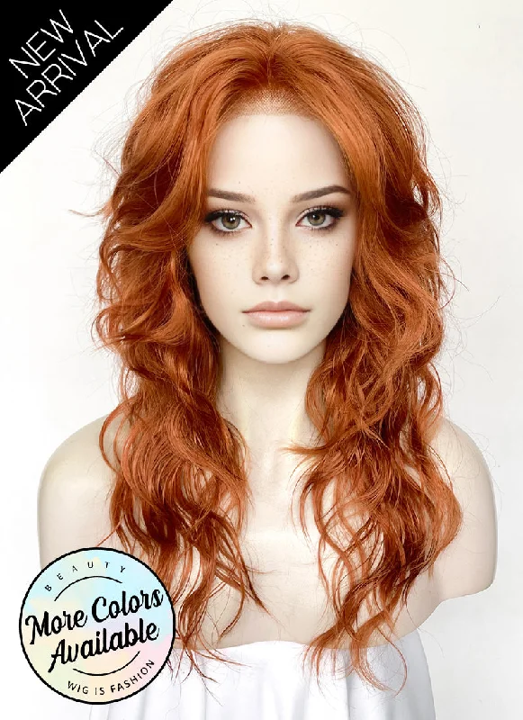 Long - length wig with a side - swept bang for a sophisticated lookGinger Wavy Lace Front Synthetic Hair Wig LF8003 (Customisable) Long - length wig with a side - swept bang for a sophisticated lookGinger Wavy Lace Front Synthetic Hair Wig LF8003 (Customisable)