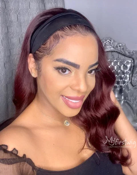 Bohemian - style braided wigs with added beads and accessoriesLILVANILLA - BURGUNDY ELEGANT WAVY HEADBAND WIG - HBW033 Bohemian - style braided wigs with added beads and accessoriesLILVANILLA - BURGUNDY ELEGANT WAVY HEADBAND WIG - HBW033