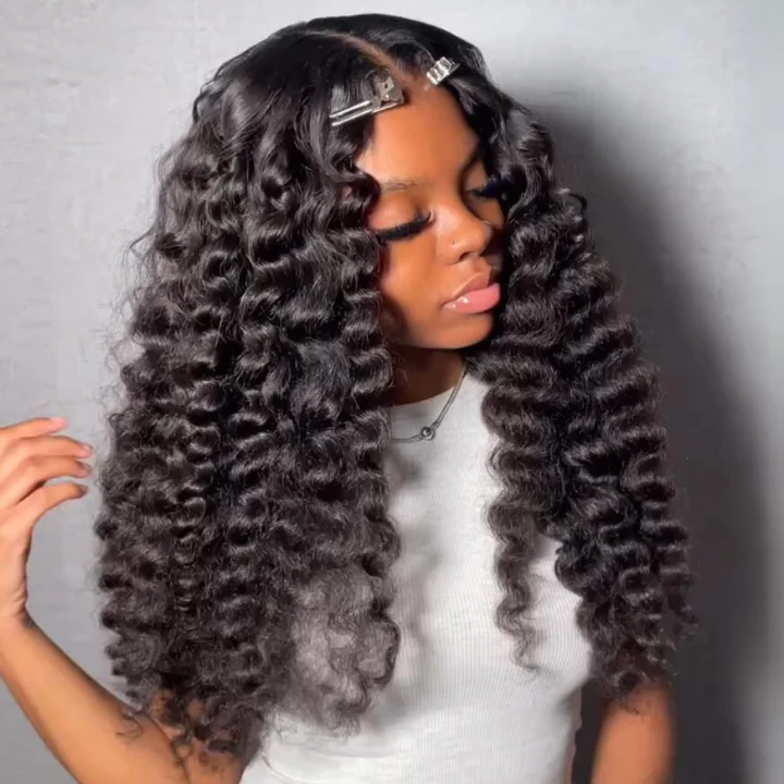 Wavy wig with a middle - part for a classic and elegant styleLoose Deep Wave Glueless Lace Wig Pre Cut Lace with Natural Hairline Mini Knots Human Hair Clear Transparent Lace Front/Closure Wig Natural Black - Amanda Hair Wavy wig with a middle - part for a classic and elegant styleLoose Deep Wave Glueless Lace Wig Pre Cut Lace with Natural Hairline Mini Knots Human Hair Clear Transparent Lace Front/Closure Wig Natural Black - Amanda Hair