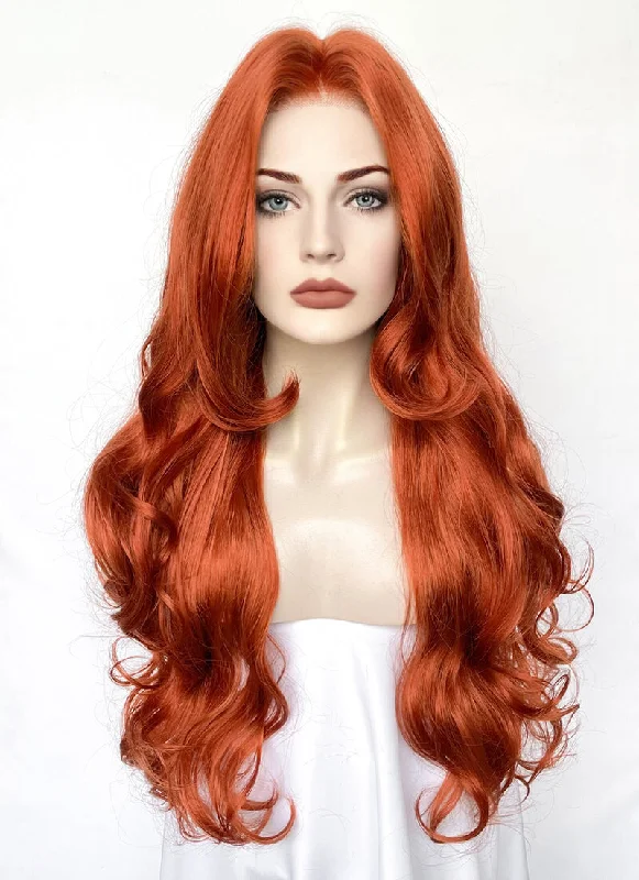 Long - length wig with a silk - base cap for a comfortable and smooth feelX-MEN 97 Jean Grey Ginger Wavy Lace Front Synthetic Hair Wig LW4037 Long - length wig with a silk - base cap for a comfortable and smooth feelX-MEN 97 Jean Grey Ginger Wavy Lace Front Synthetic Hair Wig LW4037