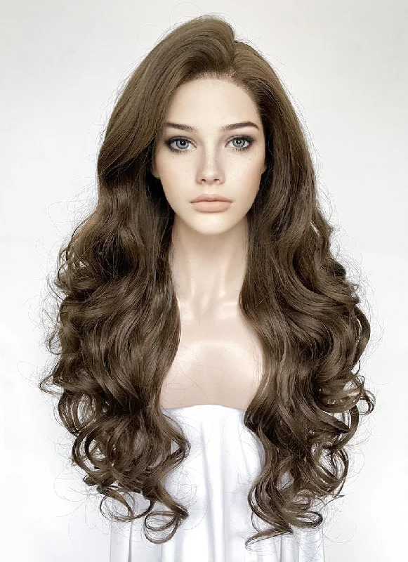 Adjustable - cap long - length wig for a comfortable fitBrunette Wavy Lace Front Synthetic Wig LW4039 Adjustable - cap long - length wig for a comfortable fitBrunette Wavy Lace Front Synthetic Wig LW4039