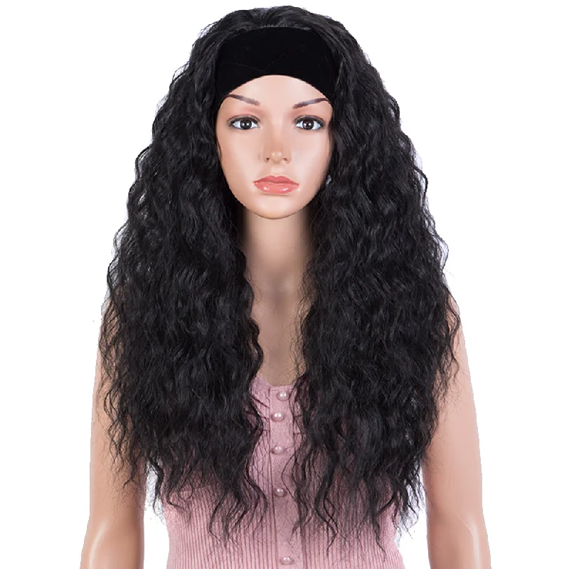 Wavy wig with auburn undertones for a unique and eye - catching colorNOBLE Long Curly Headband Wigs Water Wave Glueless Headwrap Wigs 29 Inch Wavy wig with auburn undertones for a unique and eye - catching colorNOBLE Long Curly Headband Wigs Water Wave Glueless Headwrap Wigs 29 Inch