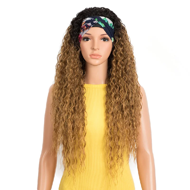 Wavy wig with a water - wave texture for a unique and stylish choiceNOBLE Synthetic Curly Headband Wigs | Super Soft Long Curly Wig | 29 Inch Headband Wigs Kelly Wavy wig with a water - wave texture for a unique and stylish choiceNOBLE Synthetic Curly Headband Wigs | Super Soft Long Curly Wig | 29 Inch Headband Wigs Kelly