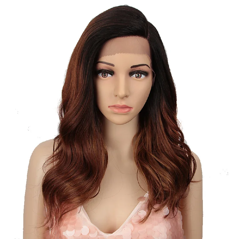 Synthetic wavy wig with a heat - friendly formulaNOBLE Synthetic Lace Front Wig | 19 Inch Side Lace Part Wavy Wigs | F Helens Auburn Color Synthetic wavy wig with a heat - friendly formulaNOBLE Synthetic Lace Front Wig | 19 Inch Side Lace Part Wavy Wigs | F Helens Auburn Color
