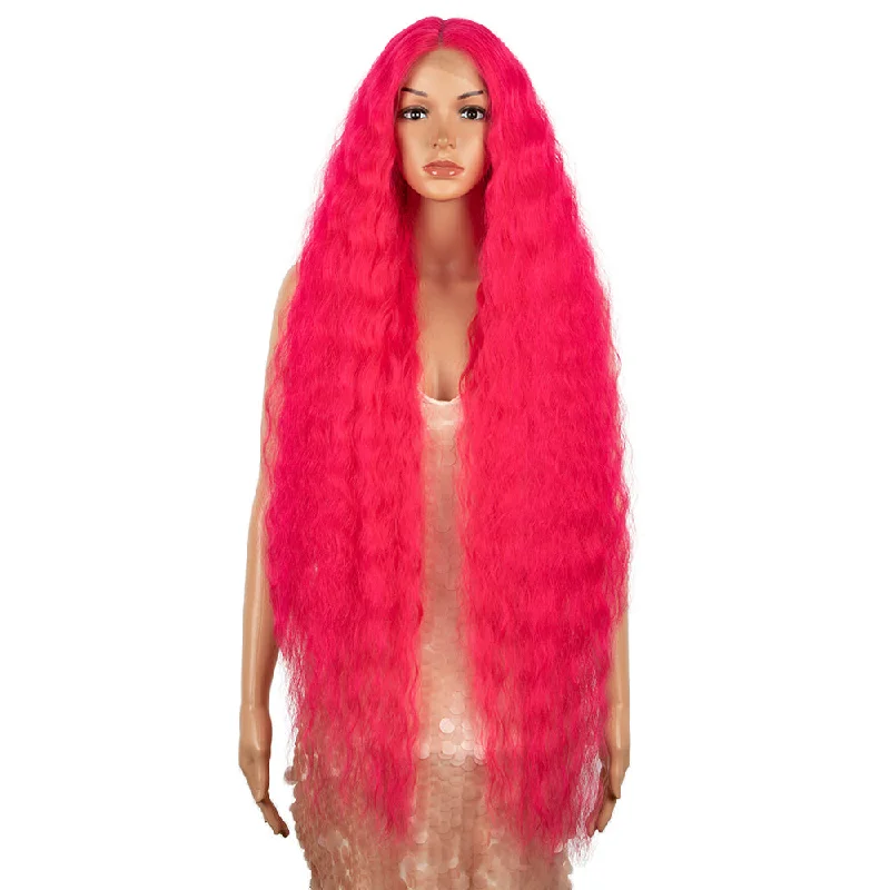 Wavy wig with a wispy fringe for a soft and feminine lookNOBLE Synthetic Lace Front Wig | 41 Inch Curly Wavy Lace Front Middle Part Wig HD Lace Wig | Hot Red Bohemian Wig Wavy wig with a wispy fringe for a soft and feminine lookNOBLE Synthetic Lace Front Wig | 41 Inch Curly Wavy Lace Front Middle Part Wig HD Lace Wig | Hot Red Bohemian Wig