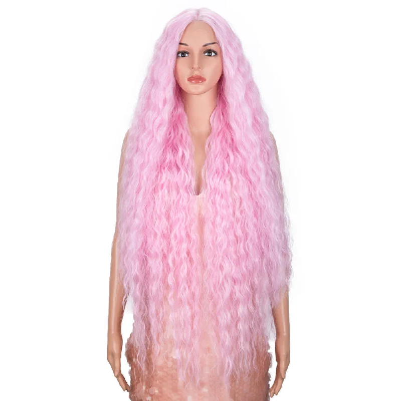 Heat - resistant wavy wig for easy styling at homeNOBLE Synthetic Lace Front Wig | 41 Inch Curly Wavy Lace Front Middle Part Wig HD Lace Wig | Pink Bohemian Wig Heat - resistant wavy wig for easy styling at homeNOBLE Synthetic Lace Front Wig | 41 Inch Curly Wavy Lace Front Middle Part Wig HD Lace Wig | Pink Bohemian Wig
