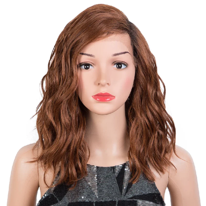 Wavy wig with a pre - styled curl pattern for convenienceNOBLE Synthetic Lace Front Wigs | Natural Wavy Lace Front Wig Side Part Wig | 14 Inch Colorful Wig For Women Wavy wig with a pre - styled curl pattern for convenienceNOBLE Synthetic Lace Front Wigs | Natural Wavy Lace Front Wig Side Part Wig | 14 Inch Colorful Wig For Women