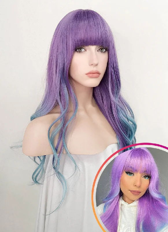 Long - length wig with a heat - resistant formula for easy styling at homePurple Blue Ombre Wavy Synthetic Wig NS337 Long - length wig with a heat - resistant formula for easy styling at homePurple Blue Ombre Wavy Synthetic Wig NS337
