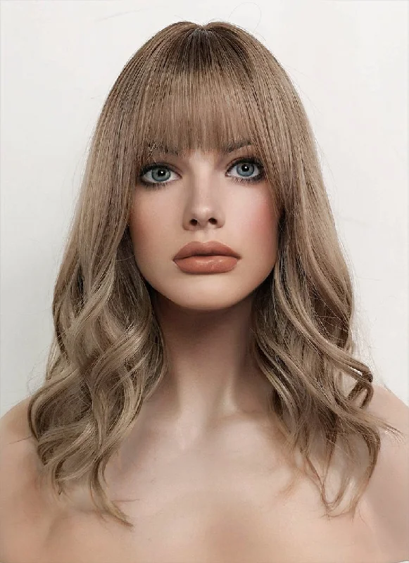 Synthetic long - length wig with a natural - looking textureBlonde With Dark Roots Wavy Synthetic Wig NS404 Synthetic long - length wig with a natural - looking textureBlonde With Dark Roots Wavy Synthetic Wig NS404
