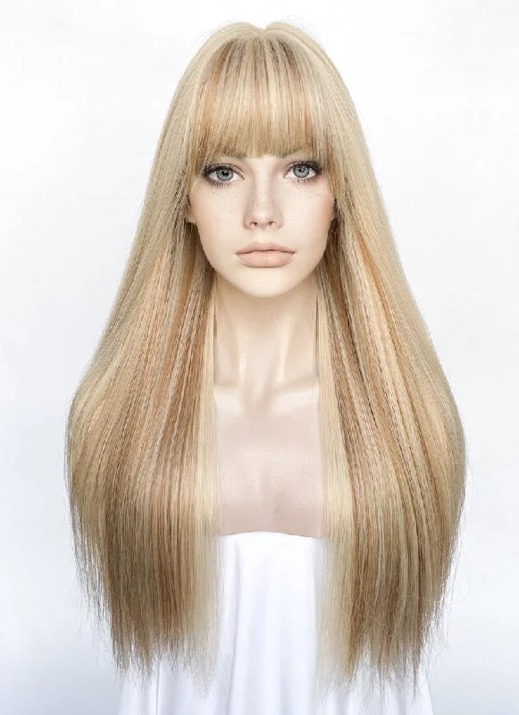Long - length wig with a wavy texture for a beachy and romantic lookBlonde Mixed Brown Straight Synthetic Hair Wig NS520 Long - length wig with a wavy texture for a beachy and romantic lookBlonde Mixed Brown Straight Synthetic Hair Wig NS520