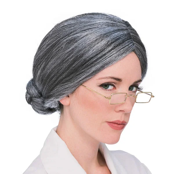 Long - length wig with a pre - plucked hairline for a more natural lookOld Lady Wig Grey Long - length wig with a pre - plucked hairline for a more natural lookOld Lady Wig Grey