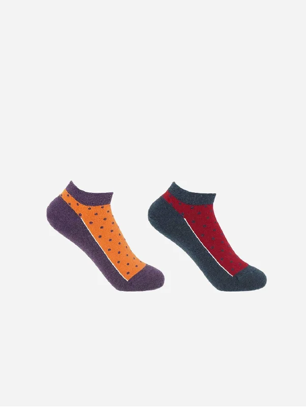 Polka Women's Organic Trainer Socks Bundle - Berry & Denim