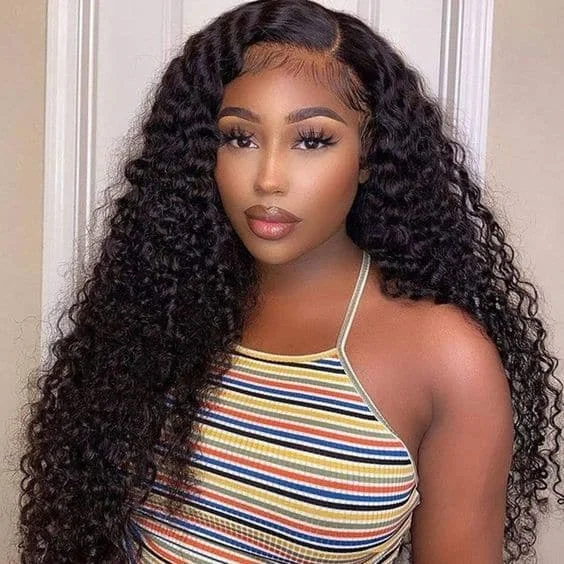 Long - length wavy wig with loose waves for a glamorous lookDeep Wave 13x6 HD Transparent Lace Front Wig Glueless Human Hair Wigs 250% Density