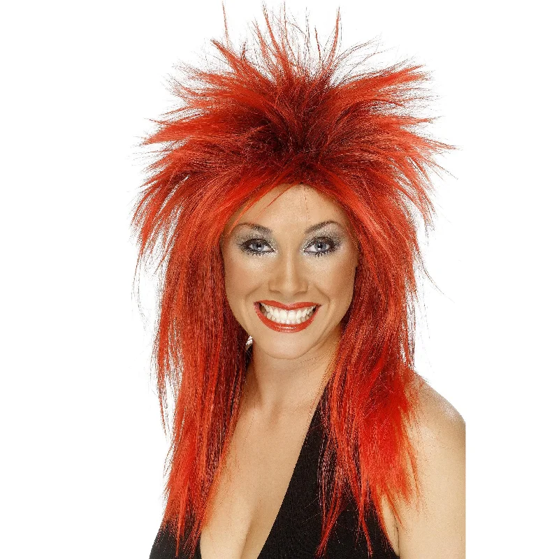 Human - hair long - length wig for a natural and luxurious feelRock Diva Wig Red