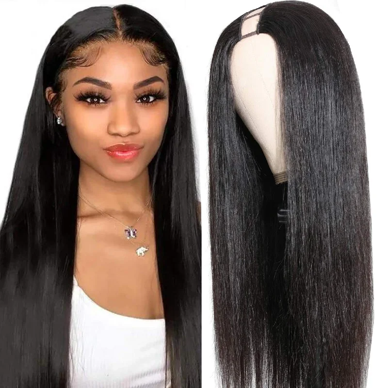 Braided wigs with a pre - plucked hairline for a natural lookSilky Straight Glueless U Part Wig Indian Virgin Human Hair Braided wigs with a pre - plucked hairline for a natural lookSilky Straight Glueless U Part Wig Indian Virgin Human Hair