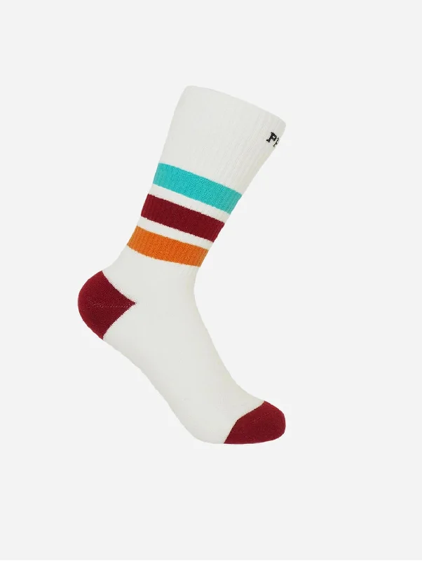 Striped Women's Organic Cotton Trainer Socks | White