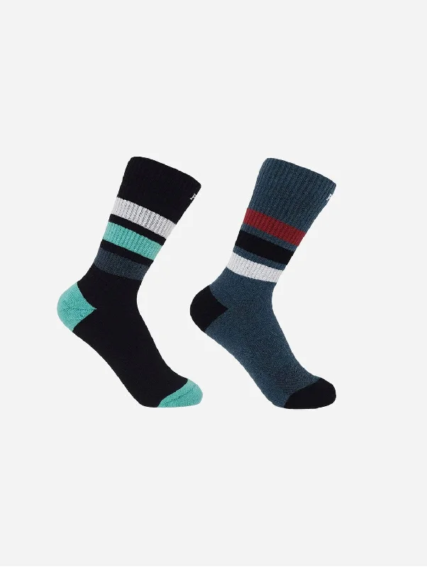 Striped Organic Women's Sport Socks Bundle - Black & Navy