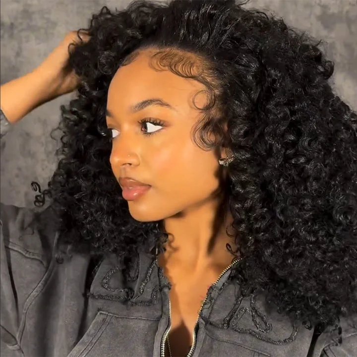 Lace - front wavy wig for a realistic hairlineSunshine Chic Human Hair Fluffy Deep Wave Clear Transparent Glueless Lace Front Short Curly Wigs For Women -Amanda Hair Lace - front wavy wig for a realistic hairlineSunshine Chic Human Hair Fluffy Deep Wave Clear Transparent Glueless Lace Front Short Curly Wigs For Women -Amanda Hair
