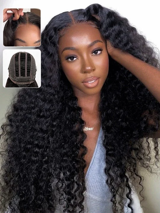 Braided wigs with a side - part for a flattering look[Wear & Go] Air Wig Deep Curly 13x4 Lace Wigs 14A Virgin Hair