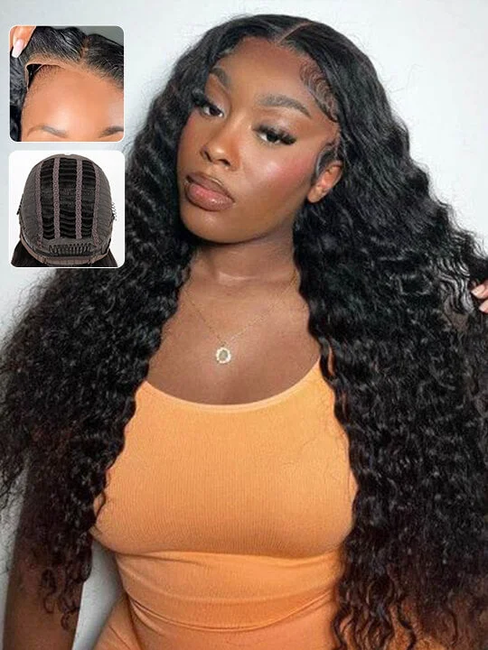 Box braided wigs with jumbo size for a bold look[Wear & Go] Air Wig Deep Wave 4x4/5x5/6x4.5 Lace Closure Wig 14A Virgin Hair
