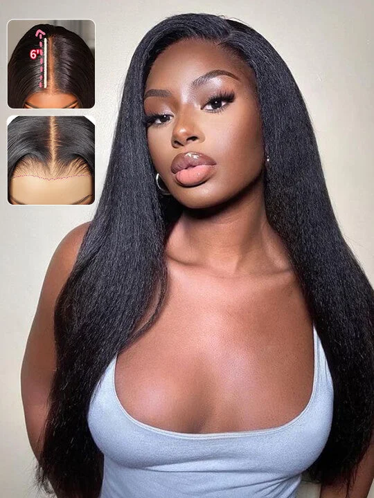 Braided wigs with a side - part for a flattering look[Wear & Go] Bleached Knots Glueless Lace Wig Light Yaki Straight 6x6 Lace Front Wigs