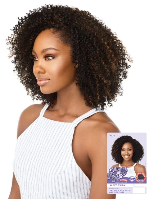 Human - hair half wig for a natural and luxurious feelOutre Big Beautiful Hair Premium Synthetic Half Wig - 4A SIZZLE SPIRAL Human - hair half wig for a natural and luxurious feelOutre Big Beautiful Hair Premium Synthetic Half Wig - 4A SIZZLE SPIRAL