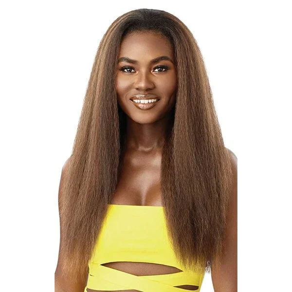 Half wig with a honey - blonde color for a warm and sunny appearanceOutre Converti Cap Synthetic Hair Wig - SWEET ANNIE Half wig with a honey - blonde color for a warm and sunny appearanceOutre Converti Cap Synthetic Hair Wig - SWEET ANNIE