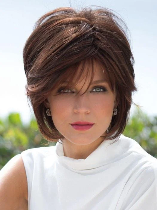 Short wig with auburn highlights for a warm and rich colorReese Gradient Colors by Noriko | Synthetic Bob Wig | Best Seller