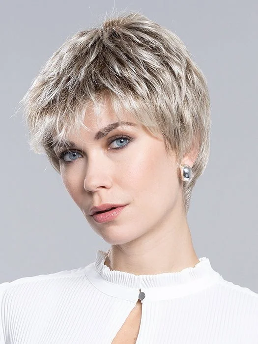 Short wig with a side - swept bang for a sophisticated and flattering styleRuby | Synthetic Lace Front Wig (Mono Crown) | CLOSEOUT